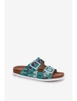 Dámské Pantofle S Přezkami A Briliantem S.Barski RB51-006 Zelené Dámské Pantofle S Přezkami A Briliantem S.Barski RB51-006 Zelené