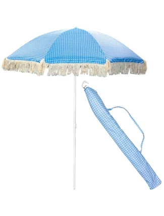 PLÁŽOVÝ A ZAHRADNÍ SLUNEČNÍK SE STŘAPCI 174 CM MODRÝ