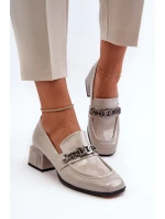 Lakové lodičky na podpatku šedé S.Barski MR38-960