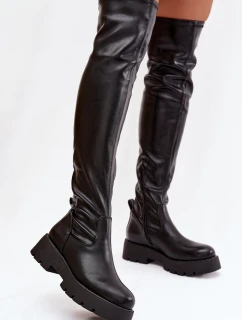 Kozaki Za Koleno S Cirkony Černé Rivessa