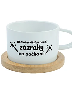 NEMOŽNÉ DĚLÁM HNED, ZÁZRAKY NA POČKÁNÍ - bílý hrníček makronka 200 ml