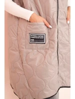 Dámská prošívaná vesta světle béžová - Kesi Dámská prošívaná vesta světle béžová - Kesi