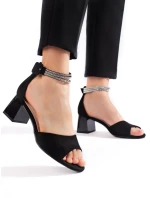 Exkluzívní černé sandály dámské na širokém podpatku Exkluzívní černé sandály dámské na širokém podpatku