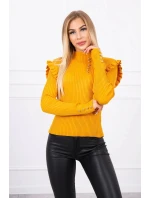 Sladěná svetrová halenka s knoflíky hořčicové barvy