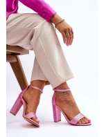 Dámské sandály na vysokém podpatku se zirkony Růžové Idealistic
