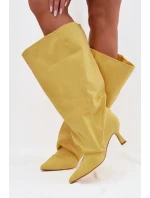 Kozačky s širokým horním dílem a záhyby na podpatku Žluté Harela