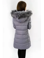 Dámská zimní prošívaná bunda ve vřesové barvě s kapucí (7702)