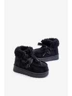 Sněhule boty dětské zateplené kožešinou černé Adelane Sněhule boty dětské zateplené kožešinou černé Adelane