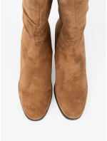 Designové dámské Karmelowy  kotníčkové boty na širokém podpatku