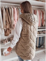 Dámská přechodná prošívaná vesta OLINVIA camel FashionStreet TY4835