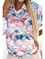 390-3 Klokaní mikina s kapucí - zlaté šestiúhelníky a růžová a modrá mramorová barva 390-3 Klokaní mikina s kapucí - zlaté šestiúhelníky a růžová a modrá mramorová barva