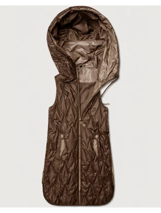 Lekka kamizelka damska ze złotym zamkiem Goodlookin czekoladowa (B8586/B8587-14)