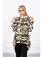 Mikina s dlouhými zády moro khaki+ecru Mikina s dlouhými zády moro khaki+ecru