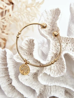 Dámský navlékací ocelový náramek strom zlate