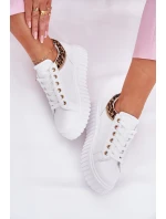 Dámské Sportovní Boty Na Platformě Z Eko Kůže Panther Bílé Velionna