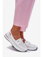 Kožené dámské polobotky na platformě bílé Violeth