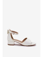 Lesklé Dívčí Sandály Na Nízkém Podpatku Bílé Ainare