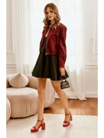 Eko kožené sandály na podpatku bordové Lillita