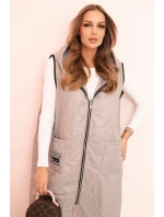 Dámská prošívaná vesta světle béžová - Kesi Dámská prošívaná vesta světle béžová - Kesi