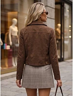 Dámská semišová bunda s drukami, hnědá, FashionStreet TY5879 Dámská semišová bunda s drukami, hnědá, FashionStreet TY5879
