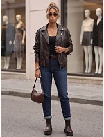 Dámské džíny Mom Fit s páskem a vysokým pasem, tmavě modré, FashionStreet UY3110 Dámské džíny Mom Fit s páskem a vysokým pasem, tmavě modré, FashionStreet UY3110