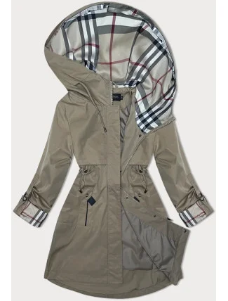 Bunda parka ve světlé khaki barvě s ozdobnou podšívkou BH Forever (3)  (BH-2401BIG)