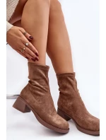 Dámské kozačky na nízkém podpatku hnědé Aphroteia
