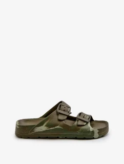 Lehké chlapecké pěnové pantofle s přezkami tmavě zelená Adirnaca