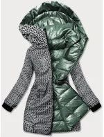 Zelená oboustranná dámská metalická bunda (R8070)