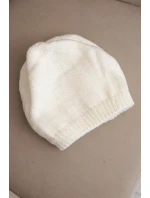 Dámská zimní čepice s ušima a žebrovaným vzorem K440 ecru