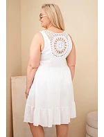 Dámské šaty Plus Size z viskózy s krajkou bez rukávů bílá