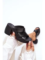 Zazoo 40373 Kožené sandály na podpatku černé