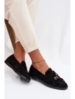 Dámské mokasíny s třásněmi a korálky Černé Teressa