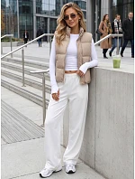 Dámská zateplená vesta bez kapuce, tmavě béžová, FashionStreet TY5727 Dámská zateplená vesta bez kapuce, tmavě béžová, FashionStreet TY5727