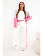 Dámský komplet masełko s volnou mikinou a kalhotami se širokou nohavicí růžový