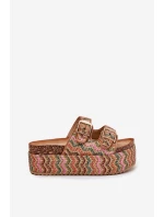 Dámské Sandály Na Masivní Platformě S Pletením A Přezkami Multikolor