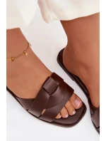 Dámské ploché pantofle s pásky Čokoládové Marissae