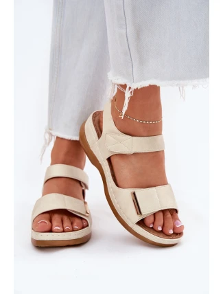 Pohodlné dámské sandály na suchý zip zlaté Iphiope