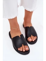Dámské Pantofle Z Eko Kůže Na Plochém Podpatku Černé Kalimira