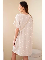 Dámské šaty s puntíky s krátkým rukávem a kabelkou béžové Dámské šaty s puntíky s krátkým rukávem a kabelkou béžové