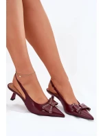 Dámské lodičky na jehlovém podpatku s mašlí Folesca – bordó Dámské lodičky na jehlovém podpatku s mašlí Folesca – bordó