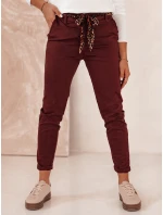 Dámské džínové kalhoty CHARMYOU s páskem vínové FashionStreet UY2271 Dámské džínové kalhoty CHARMYOU s páskem vínové FashionStreet UY2271