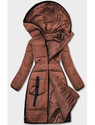 Hnědá dámská vypasovaná zimní bunda (h-1071-79)