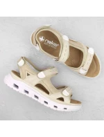 Pohodlné sandály na suchý zip Rieker W RKR691 beige
