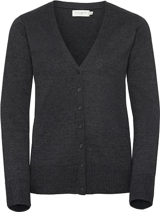 Russell Athletic 715F Dámský pletený cardigan s výstřihem do V 11.715F charcoal marl Russell Athletic 715F Dámský pletený cardigan s výstřihem do V 11.715F charcoal marl