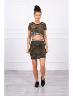 Souprava halenky se sukní moro khaki+zelená