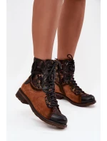 Dámské kožené botky Maciejka  – camel, nízký podpatek