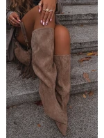 Dámské kozačky na jehlovém podpatku z ECO semiše Noretta – béžové Dámské kozačky na jehlovém podpatku z ECO semiše Noretta – béžové