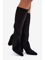 Dámské kozačky na sloupku – černé Yserine