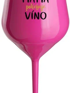 MÁMA POTŘEBUJE VÍNO - růžová nerozbitná sklenice na víno 470 ml